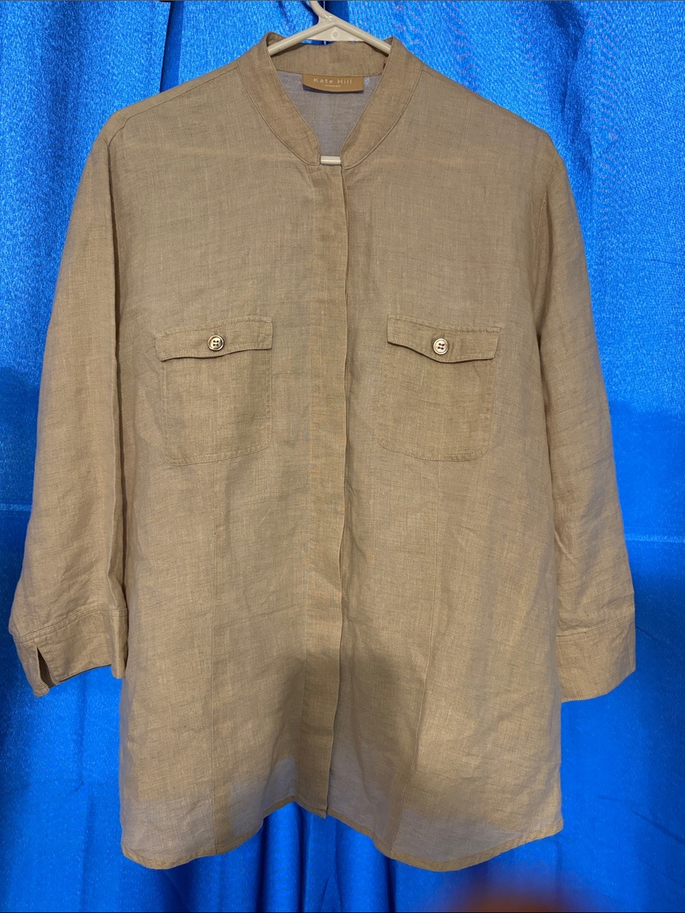 Kate Hill Tan Linen Utility Jacket